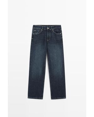 MASSIMO DUTTI High-Waist Cropped Straight-Leg Jeans - Blue