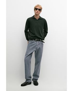 MASSIMO DUTTI 100% Cashmere Knit Polo Jumper - Green
