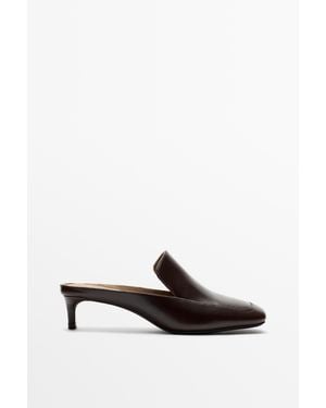 MASSIMO DUTTI Leather Heeled Loafer - White