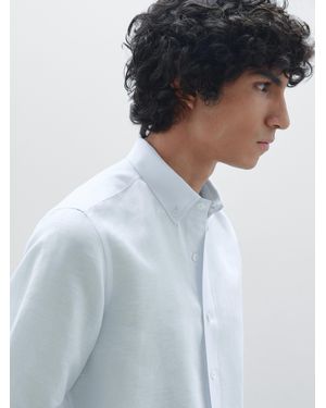 MASSIMO DUTTI Leichtes Hemd Mit Leinenanteil Im Slim-Fit - Schwarz