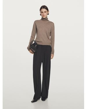 MASSIMO DUTTI Jersey Punto Cuello Alto Con Lana - Neutro