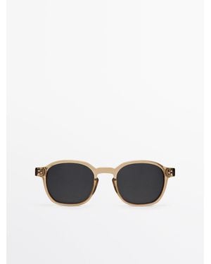 MASSIMO DUTTI Round Tortoiseshell-Effect Sunglasses - White