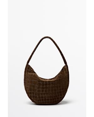MASSIMO DUTTI Split Suede Slouch Mini Bag - Metallic