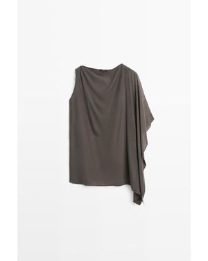 MASSIMO DUTTI Asymmetrische Soepelvallende Capetop - Meerkleurig