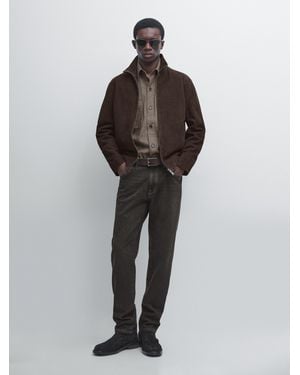 MASSIMO DUTTI Cazadora Piel Ante - Marrón