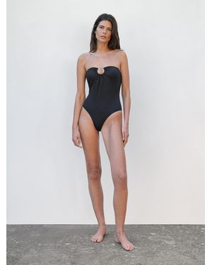 MASSIMO DUTTI Bandeau Swimsuit With Metal Piece Detail - White