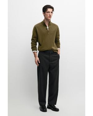 MASSIMO DUTTI Pantalón Relaxed Fit Espiga 100% Lana - Multicolor