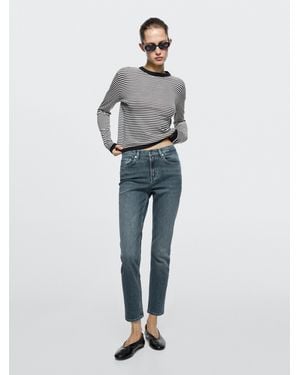 MASSIMO DUTTI Mid-Rise Cropped Slim Fit Jeans - Blue