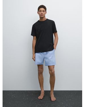 MASSIMO DUTTI Short Sleeve Pajama Top And Striped Pants - Blue