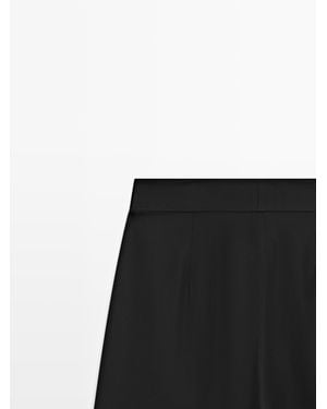 MASSIMO DUTTI Satin Trousers With Darts - Black