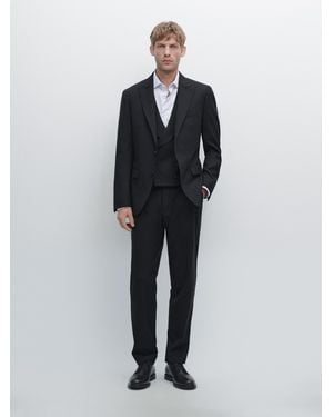 MASSIMO DUTTI Notch Lapel Suit Blazer - Blue