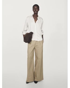 MASSIMO DUTTI Flowing Satin Shirt - Natural