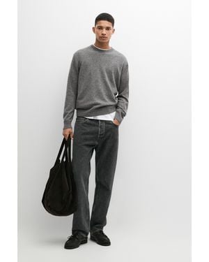 MASSIMO DUTTI Wool Blend Round Neck Knit Jumper - Grey