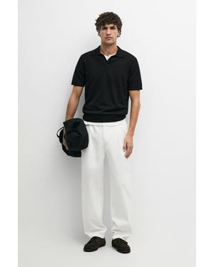 MASSIMO DUTTI Cotton Blend Trousers - Black