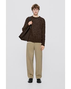 MASSIMO DUTTI 100% Cotton Trousers - Natural