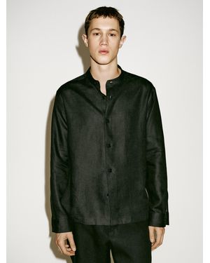 MASSIMO DUTTI Camisa Regular Fit Lino - Verde