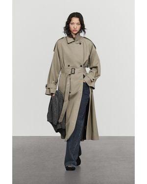 MASSIMO DUTTI Double-Breasted Trench Coat - Natural