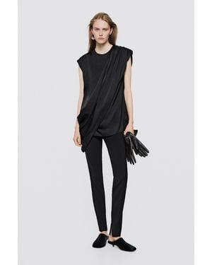 MASSIMO DUTTI Top Fluido Asimmetrico Con Dettaglio Di Arricciature – Limited Edition - Nero