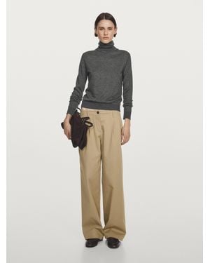 MASSIMO DUTTI Strickpullover Mit Stehkragen Aus Wollmischgewebe - Grau