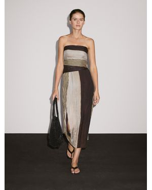 MASSIMO DUTTI Strapless Dress With Gathered Detail - White