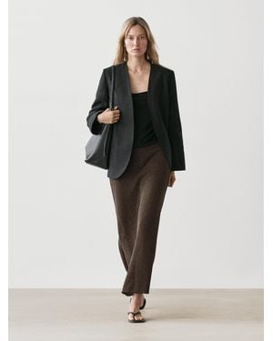 MASSIMO DUTTI Long Cotton Blend Knit Skirt - Multicolor