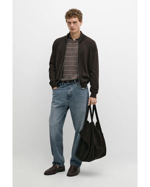 MASSIMO DUTTI 100% Cotton Knit Cardigan - Black