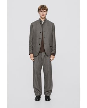 MASSIMO DUTTI 100% Wool Overshirt Total Look - Grey