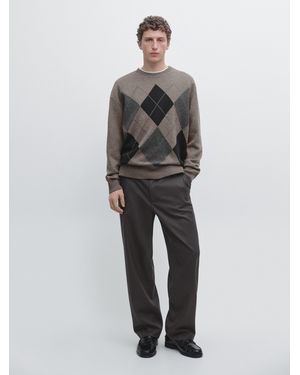 MASSIMO DUTTI Relaxed Fit Trousers With Wool - Grey