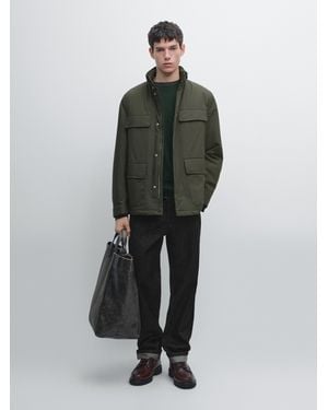 MASSIMO DUTTI Water-Repellent Puffer Jacket With Pockets - Brown