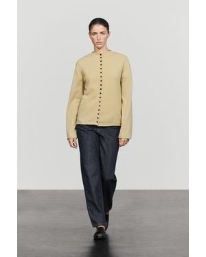 MASSIMO DUTTI Wool-Blend Knit Cardigan With Buttons - Natural