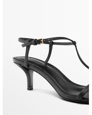 MASSIMO DUTTI Strappy Mid-Heel Sandals - Black