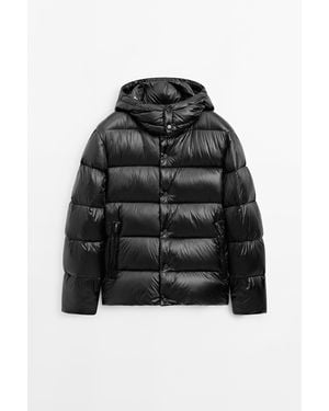 MASSIMO DUTTI Satiniertes Daunenjacken-Modell - Schwarz