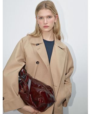 MASSIMO DUTTI Short Water-Repellent Cape Trench Coat - Natural