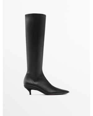 MASSIMO DUTTI Gehakte Laars Met Stretch - Zwart