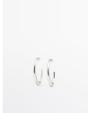MASSIMO DUTTI Thin Hoop Earrings - White