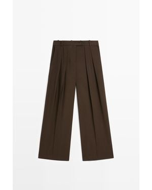 MASSIMO DUTTI Wijde Broek Met Plooien - Wit
