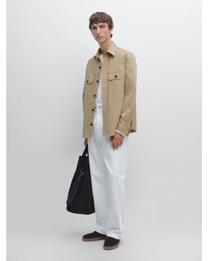 MASSIMO DUTTI Hemdjacke Aus Baumwollmischgewebe Mit Taschen - Weiß