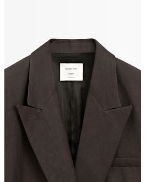 MASSIMO DUTTI Blazer Cruzada Con Lino - Negro
