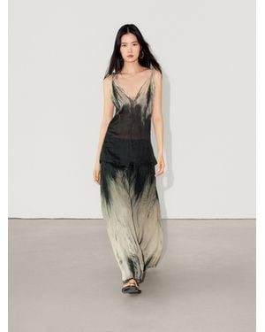MASSIMO DUTTI Falda Larga Estampado Tie Dye - Neutro