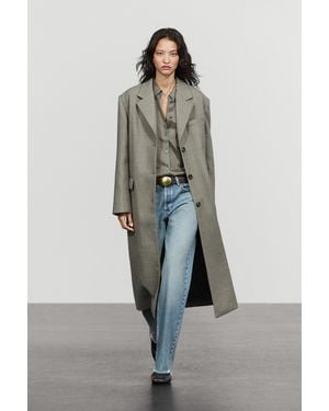 MASSIMO DUTTI Langer Mantel Aus 100 Wolle - Mehrfarbig