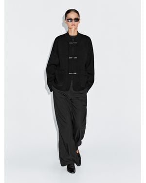 MASSIMO DUTTI Jacke Aus Wollmischgewebe Mit Maokragen - Schwarz