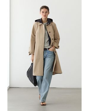 MASSIMO DUTTI Trench Capa Capucha Extraíble - Blanco