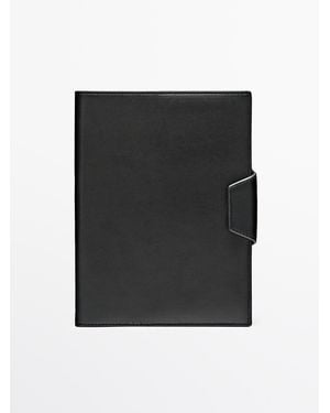 MASSIMO DUTTI Nappa Leather Notebook Cover - Black