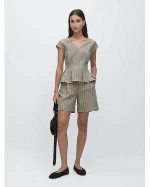 MASSIMO DUTTI Short Linen Bermuda Shorts - Multicolor