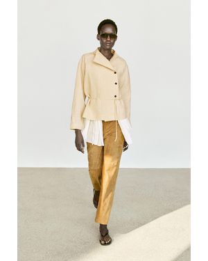 MASSIMO DUTTI Kimono Con Bottoni E Allacciatura 100% Lino - Neutro