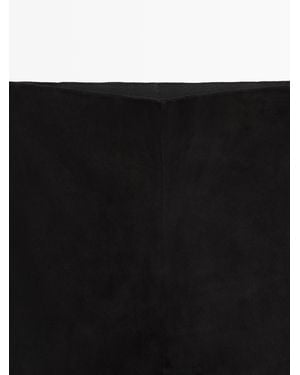 MASSIMO DUTTI Suede Leather Cycling Shorts - White
