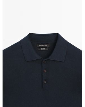 MASSIMO DUTTI Cotton Knit Polo Jumper - Multicolour