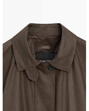 MASSIMO DUTTI Long Parka With Pocket Details - Brown
