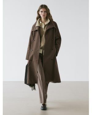 MASSIMO DUTTI Trench Con Collo Alto - Marrone