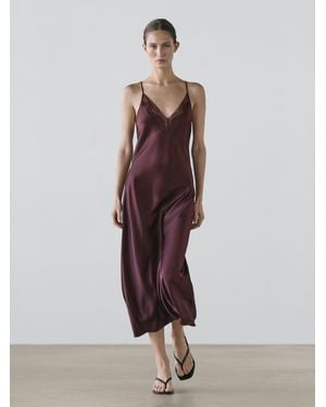 MASSIMO DUTTI Flowing Midi Slip Dress - Red